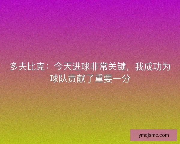 多夫比克：今天进球非常关键，我成功为球队贡献了重要一分